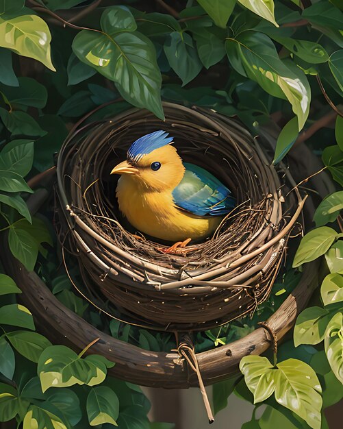 Photo cute birds residing in a nest