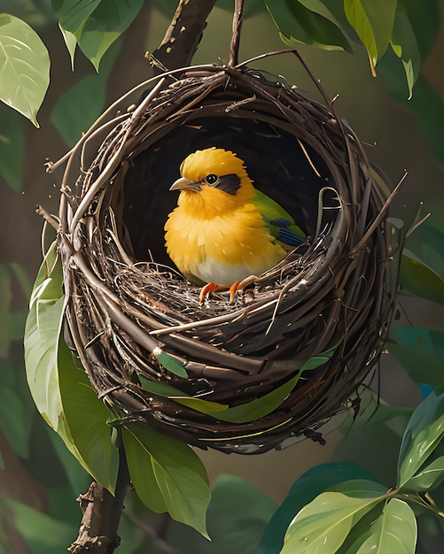 Photo cute birds residing in a nest