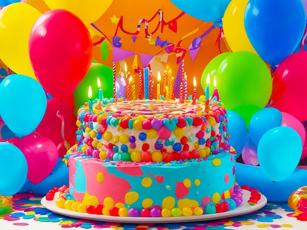 Симпатичный торт ко дню рождения, созданный искусственным интеллектом