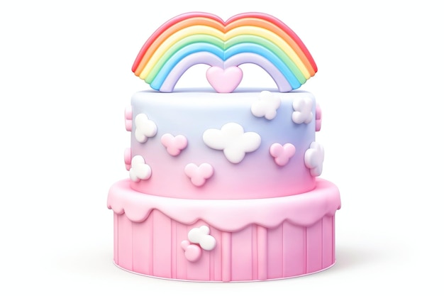 Cute birthday colorful cake sweet food Generative AI