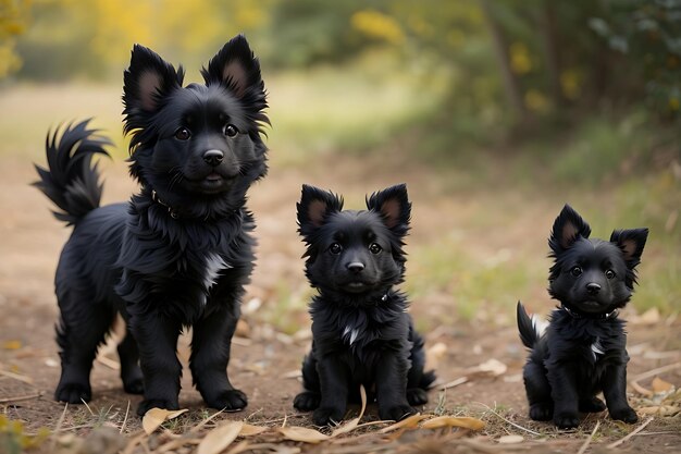 Cute black Mini Fincher Dog cropted tailsGenerate AI