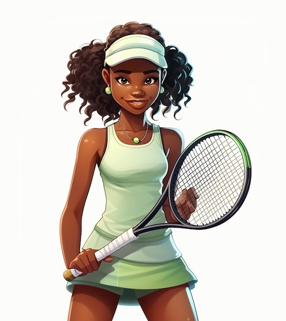 cute black tennis player character ai generated