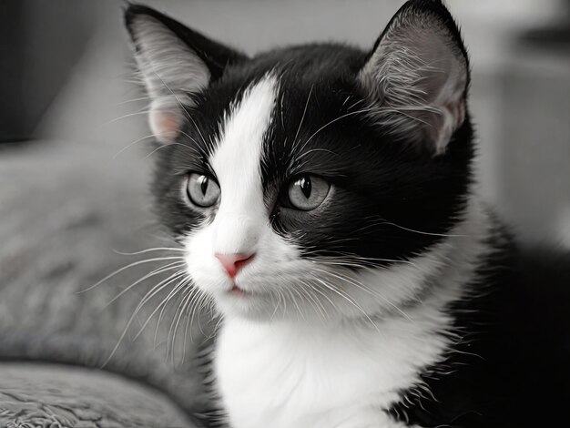 Cute a black and white cat