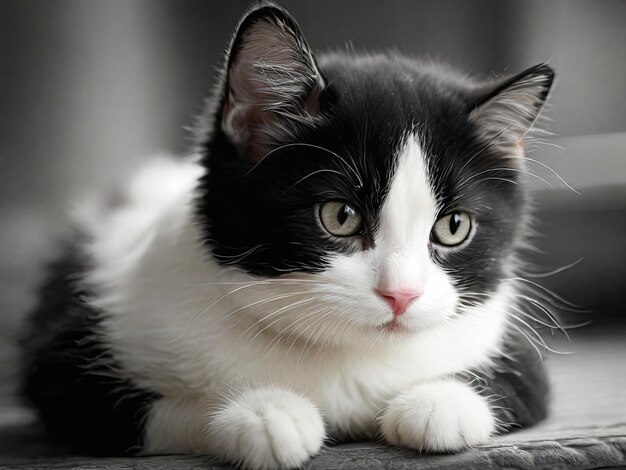 Cute a black and white cat