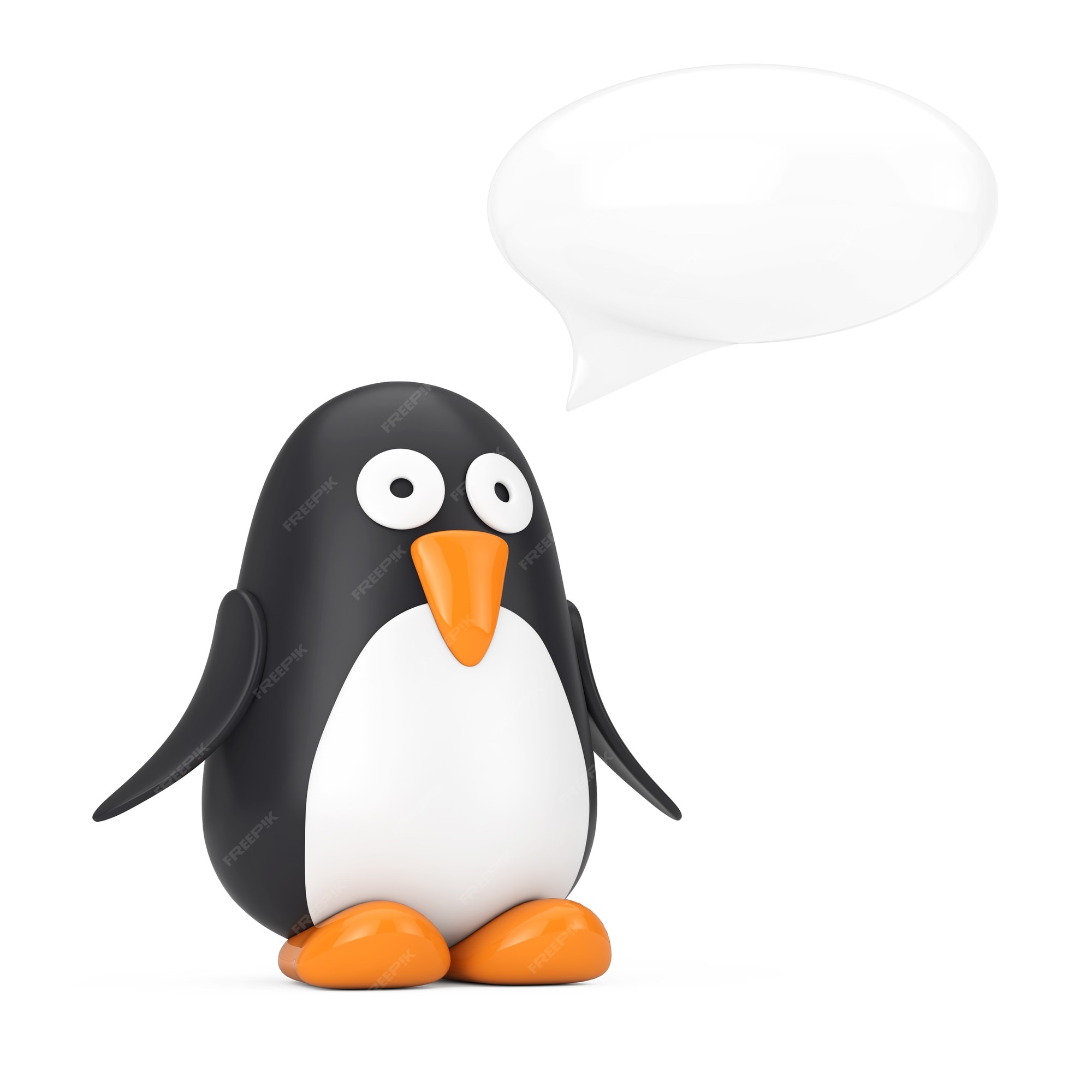 Premium Photo | Cute black and white toy cartoon penguin with speech bubble on a white background. 3d rendering Premium Photo | Cute black and white toy cartoon penguin with speech bubble on a white background. 3d rendering