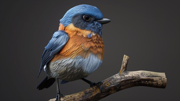 Photo a cute blue bird is sitting on a branch it has a yellow belly and a black face with a yellow spot around its eyes