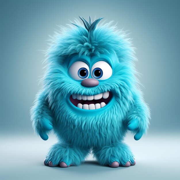 cute blue furry monster