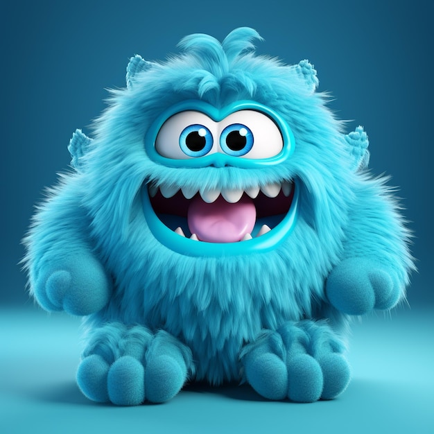 cute blue furry monster