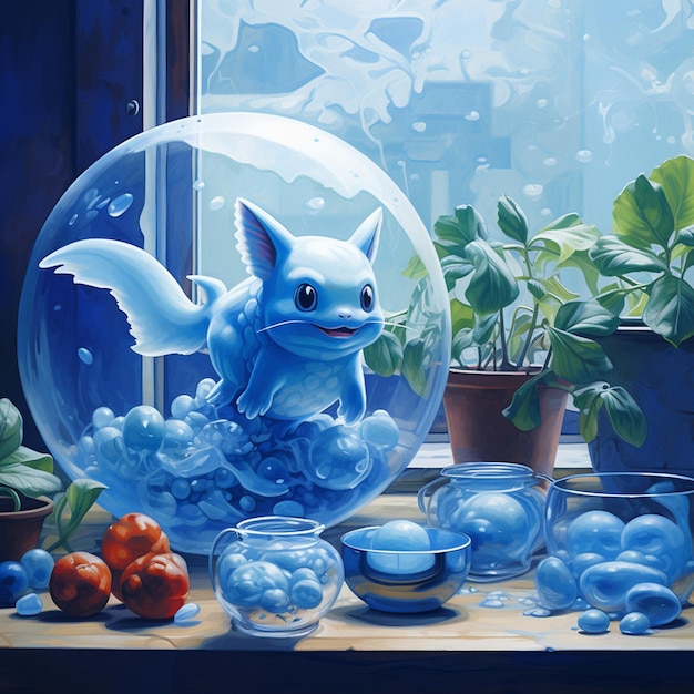Premium AI Image cute blue pokemon