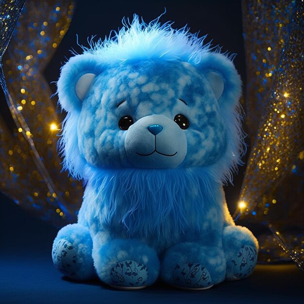 Cute blue teddy bear 3d illustrated