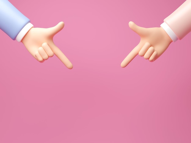 cute both hands gesture instruction or directive pink background 3d render