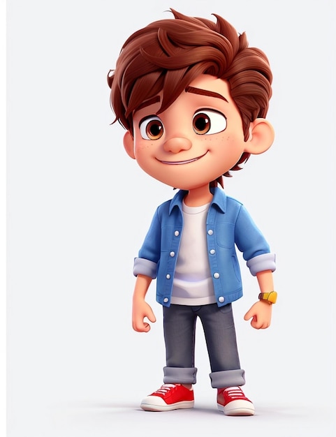 Cute boy 3d rendering image cartoon design