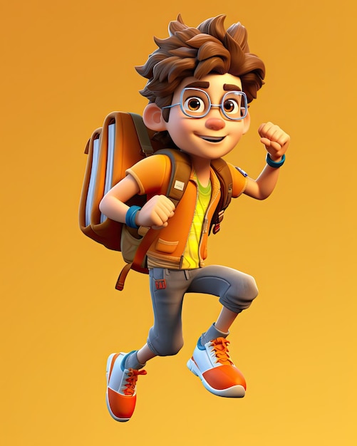 Cute boy cartoon back to school