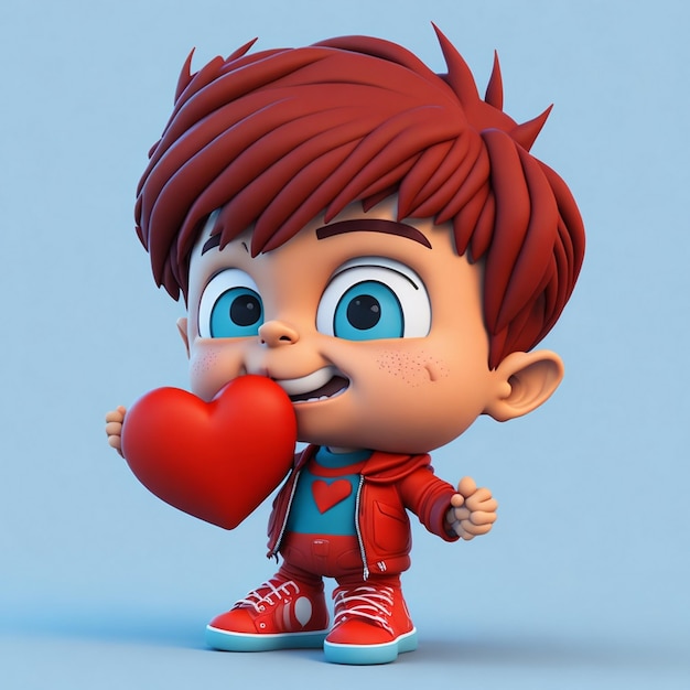 Cute boy cartoon boy love icon image cute comic style wild boy illustration 3D rendering C4D