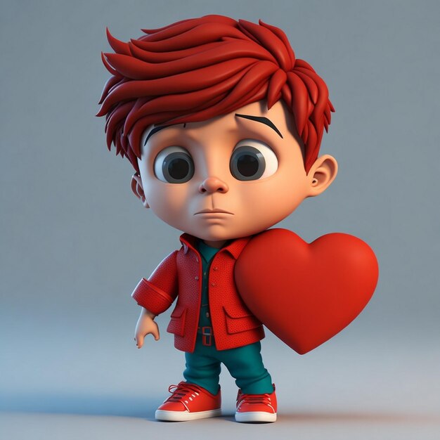 Cute boy cartoon boy love icon image cute comic style wild boy illustration 3D rendering C4D