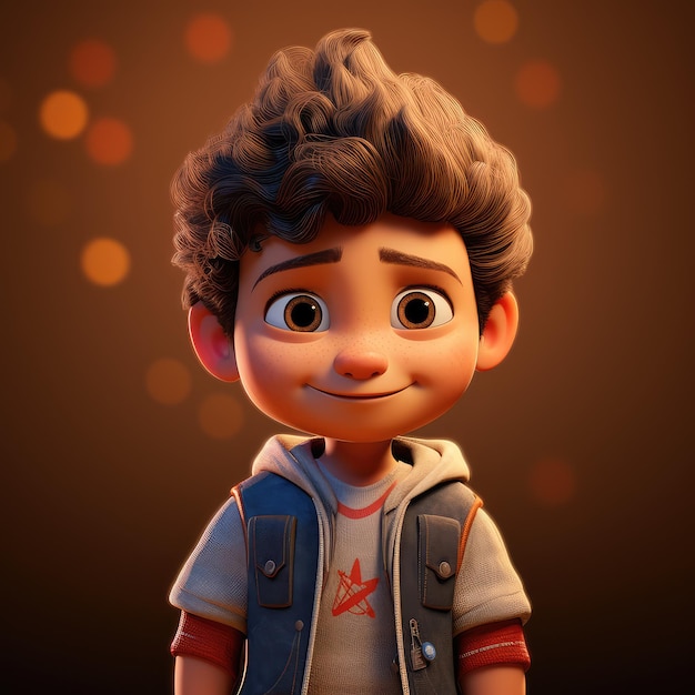 Photo cute boy cartoon character