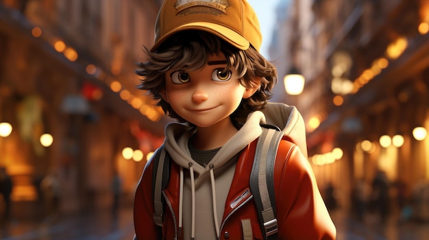 Cute boy cartoon HD 8K wallpaper Stock Photographic Image