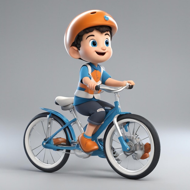 Cute boy cartoon riding a bicycle generated by AI
