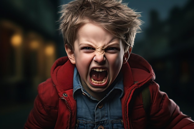 Фото Милый мальчик злится и кричит на маленькую девочку.
