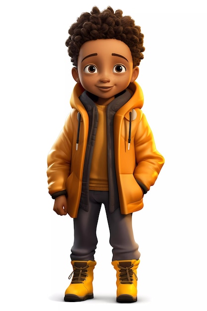 Cute boy dressed in autumn clothes happy cartoon character