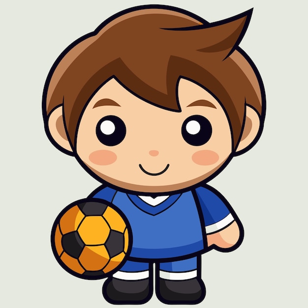 Cute boy football player chibi vector design
