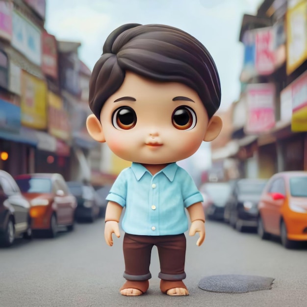 A cute boy girl doll cartoon image