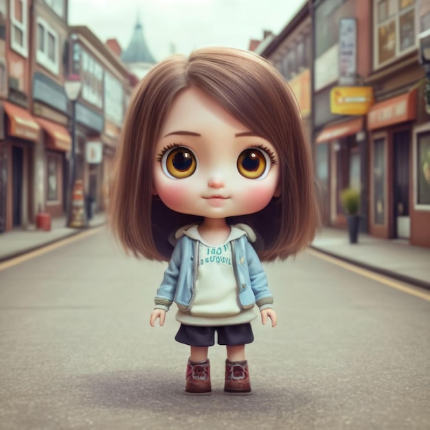 A cute boy girl doll cartoon image