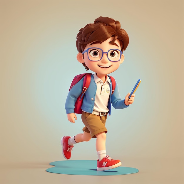 Cute Boy Going To School Cartoon Vector Icon Illustration People Education Icon Concept Isolated Premium Vector Flat Cartoon Style