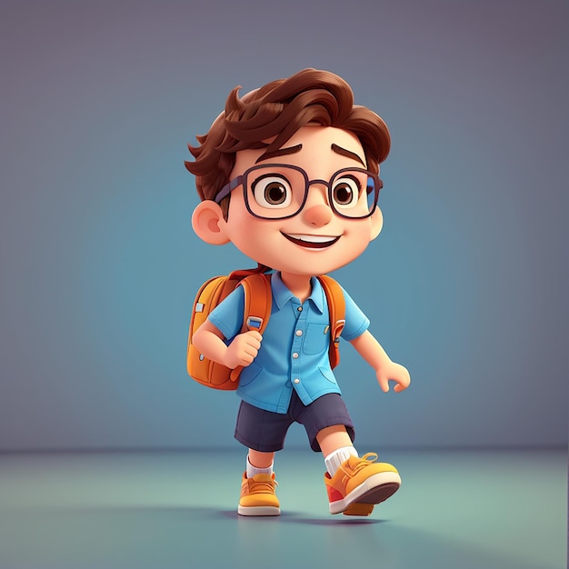 Cute Boy Going To School Cartoon Vector Icon Illustration People Education Icon Concept Isolated Premium Vector Flat Cartoon Style