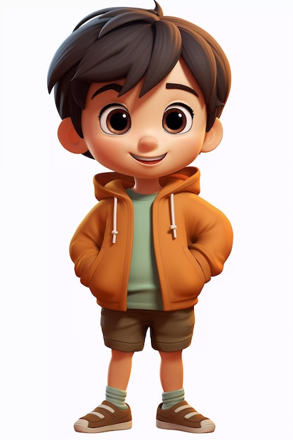 Cute boy happy cartoon character