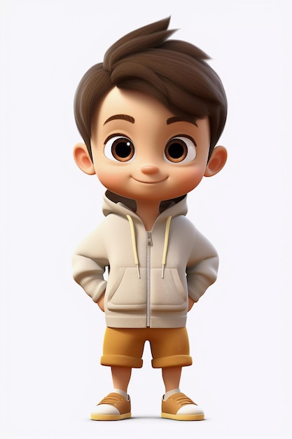 Cute boy happy cartoon character