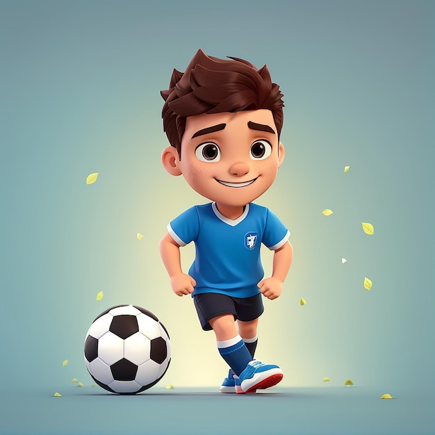 Cute Boy Playing Soccer Cartoon Vector Icon Illustration People Sport Icon Concept Isolated Premium Vector Flat Cartoon Style
