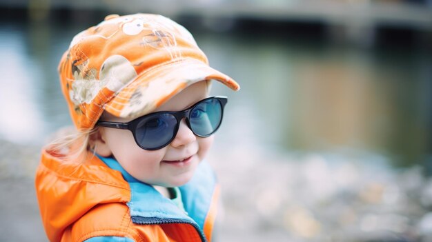 Cute boy wearing a big pair of glasses