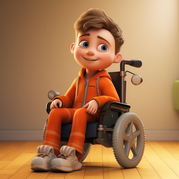 a cute boy in a wheel chair cartoon character