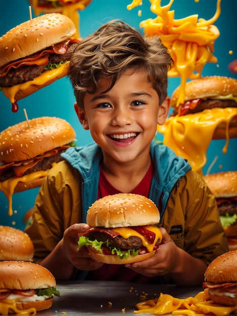 Cute Boy with burger