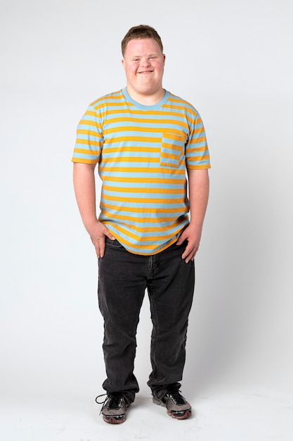 Photo cute boy with down syndrome