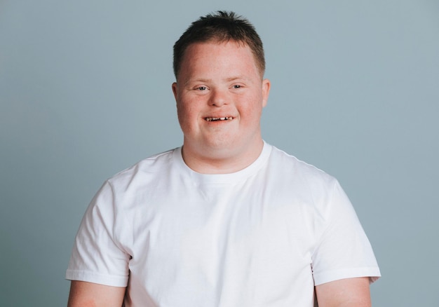 Photo cute boy with down syndrome