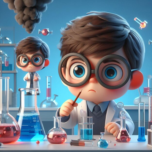 cute boy work in a laboratory