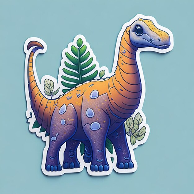 cute brachiosaurus character themed cut sticker design AI Generated