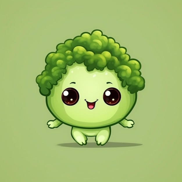 Cute Broccoli Character with Big Eyes