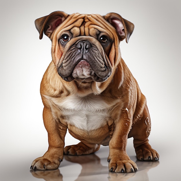 cute brown budog dog on a white background