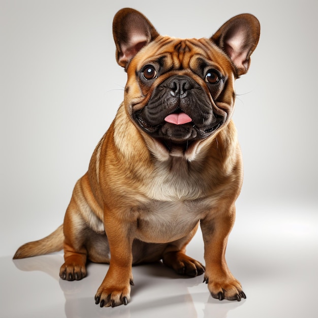 cute brown budog dog on a white background