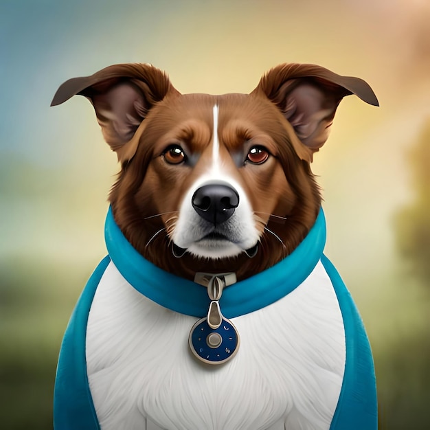 Cute Brown Dog Portrait Photo by Generative AI