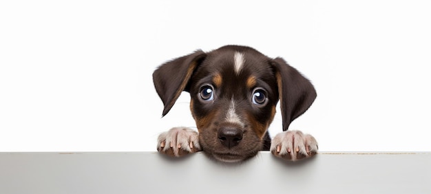 Cute brown puppy on a white background Generative Ai