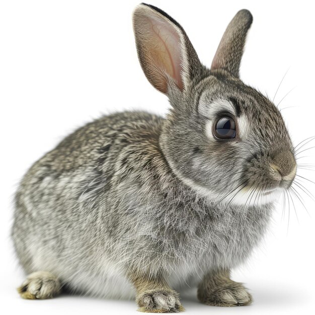 Photo a cute brown rabbit posing on a white floor