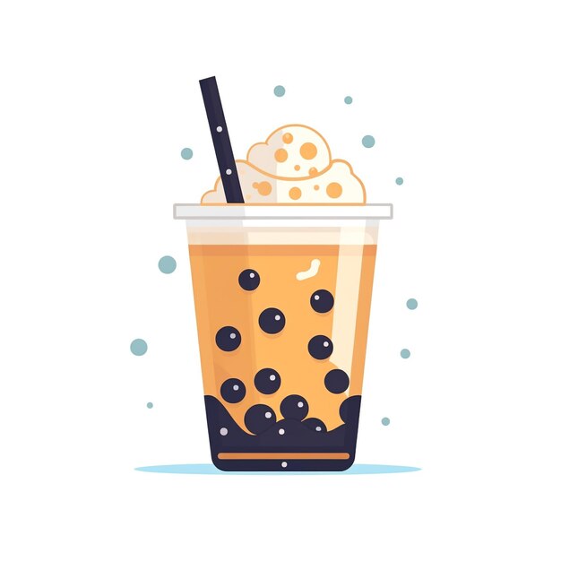 Photo cute bubble milk tea illustration