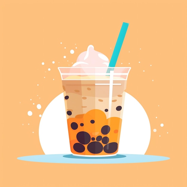 Photo cute bubble milk tea illustration