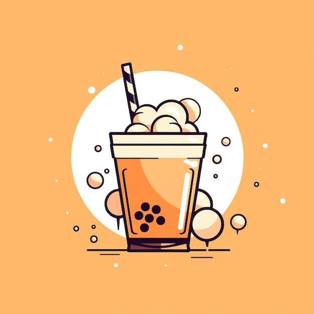 Photo cute bubble milk tea illustration