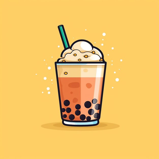 Photo cute bubble milk tea illustration