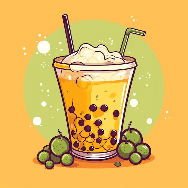 Cute bubble milk tea Illustration